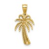 Black Bow Jewelry 14k Yellow Gold Polished Textured Palm Tree Pendant, 11 x 23mm - 3 of 4
