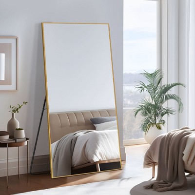 Sleek Aluminum Alloy Full-Length Mirror with Right-Angled Arch Frame