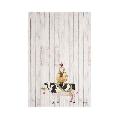 C&F Home Stacked Farm Animals Printed Flour Sack Kitchen Towel