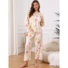 INSPIRE CHIC Women's Pajamas Set Long Sleeve Floral Pullover Tie Front Wide Leg 2 Piece Loungewear - 2 of 4