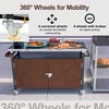 Syemin Outdoor Grill Cart with Storage， Multi-Functional Mobile Kitchen Islandfor Food Prep, Storage, Bar, Brown, 58.1"*21"*34.7" - 4 of 4
