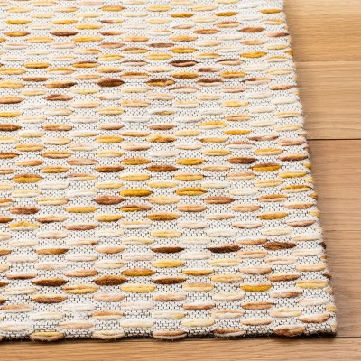 Yellow and Ivory Flat Woven Wool Area Rug, 6' x 9'