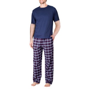 SLEEPHERO Men’s Pajama Set 2 Piece PJ with Crew Neck Short Sleeve Tee and Pants - 1 of 3