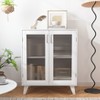 VYNXARIA Modern Living Room Cabinet Storage Organizer with 2 Glass Doors and Adjustable Shelf White - 4 of 4