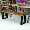 Costway 2 PCS Solid Acacia Wood Patio Bench Dining Bench Outdoor W/Rustic Metal Legs - 4 of 4