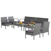 Costway 8 PCS Outdoor Rattan Furniture Set Patio Conversation Sofa Set Cushioned Grey - 3 of 4