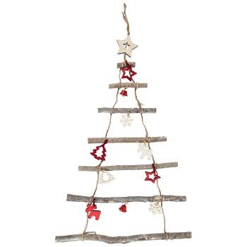 Northlight 27" Wood Twig Tree Wall Hanging with Ornaments