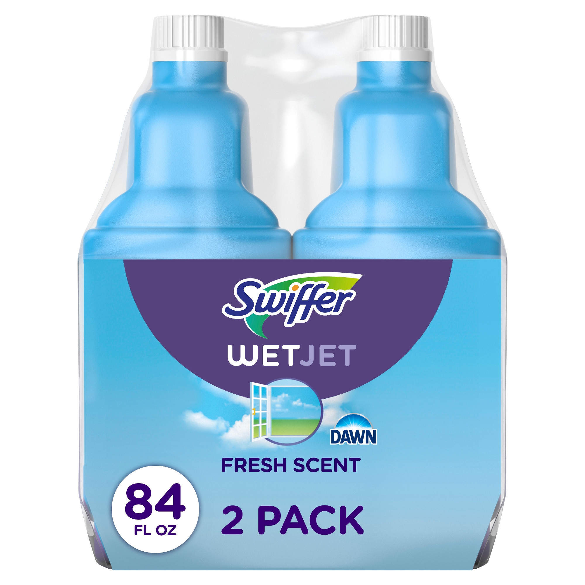 Swiffer Wet Jet Multi-Purpose Cleaner - Fresh - 84.4 fl oz/2ct: For Swiffer Mops, Multi-Surface Use, Mop Refills
