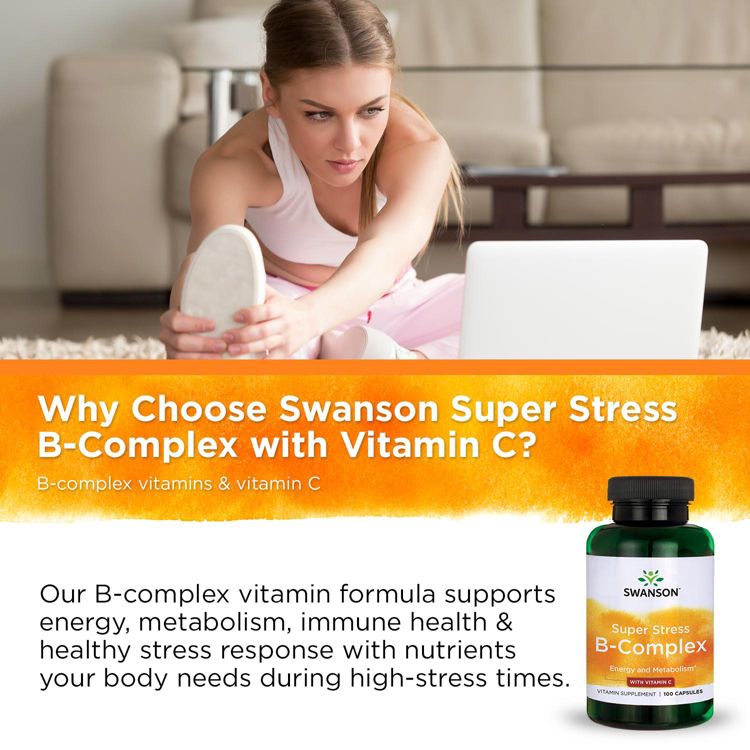 Swanson Super Stress B-Complex with Vitamin C 100 Caps, 5 of 7