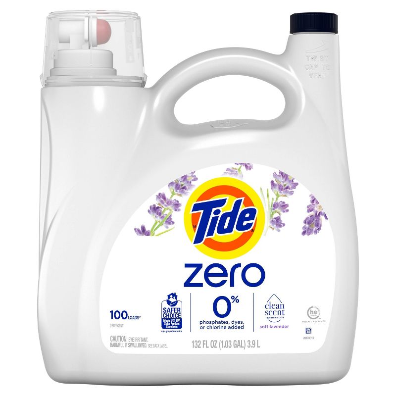 Tide Lavender Scent Zero HE Compatible Soft Liquid Laundry Detergent, 1 of 9