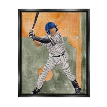 Kids' Wall Art by Melissa Wang Playing Baseball Athletic Painting Black Framed Kids' Floater Canvas - Stupell Industries