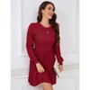 WhizMax Women's 2024 Long Sleeve Mini Sweater Dress Crewneck Ribbed Knit A Line Pleated Swing Short Dresses - 2 of 4