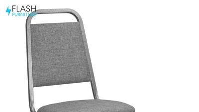 Charcoal Gray Fabric-Padded Stackable Banquet Chair with Metal Frame