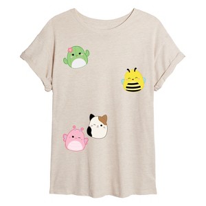 Women's - Squishmallows - Cat, Cactus, Bee, Butterfly- Womens Oversized Graphic T-Shirt Oversized Graphic T-Shirt - 1 of 4