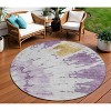 Purple And Lavender Abstract Washable Indoor Outdoor Area Rug - 2 of 4