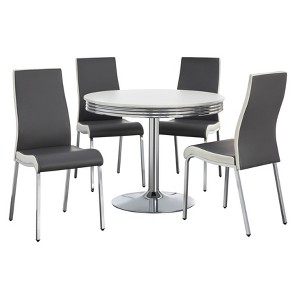 Buylateral 5pc Torrance Retro Dining Set with Padded Chair Seats and Highbacks White/Chrome/Gray - 1 of 4