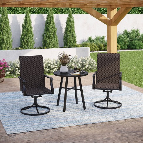 3pc Patio Conversation Set With Swivel Chairs & Side Table - Captiva  Designs : Target