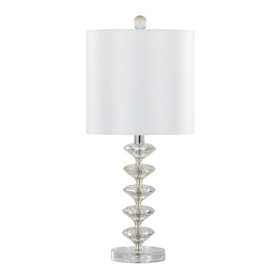 Set of 2 Clear Crystal Table Lamps with Off-White Shades