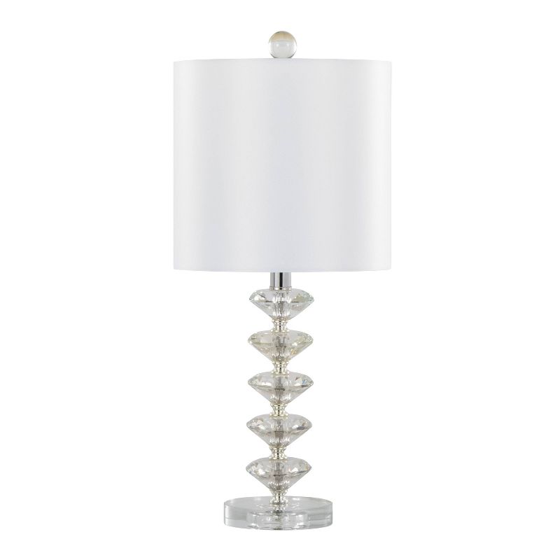 LumiSource (Set of 2) Diamond Stacked 23&#34; Contemporary Crystal Table Lamps with Off-White Shade and Chrome from Grandview Gallery, 2 of 6