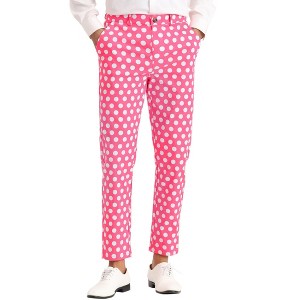 INSPIRE CHIC Men's Polka Dots Pattern Straight Leg Dress Pants - 1 of 4