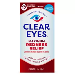 Clear Eyes Maximum Strength Eye Drops for Redness Relief, Dryness, Burning, & Irritation - 0.5 fl oz