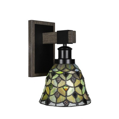 Toltec Lighting Tacoma 1 - Light Sconce in  Black/Painted Wood with 7" Crescent Art Glass Shade