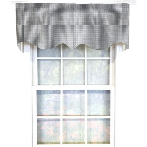 RLF Home 100% Cotton Gingham Regal With Poly/Cotton Ivory lining Rod Pocket Valance 50" x 16" Black - 1 of 4