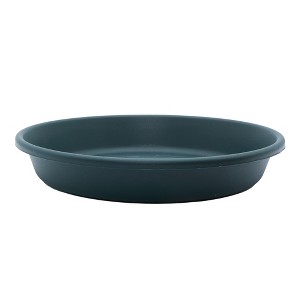 The HC Companies Classic Plastic 12" Round Plant Flower Pot Planter Deep Saucer Drip Tray for Indoor or Outdoor Settings, Fits 14" Pots, Evergreen - 1 of 2