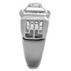 High Polished Stainless Steel Men’s Ring, Clear CZ Center, Round Fashion Ring, Silver, Sizes 8-13 - 4 of 4