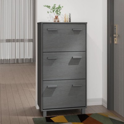vidaXL Shoe Cabinet HAMAR Dark Gray 23.4 in.x13.8 in.x46.1 in. Solid Wood Pine