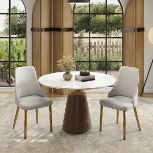 WJSHome Modern Dining Chairs Set of 2, PU Leather Accent Chairs with Gold Metal Legs for Dining Room,Kitchen , Bedroom, Living Room - 1 of 4