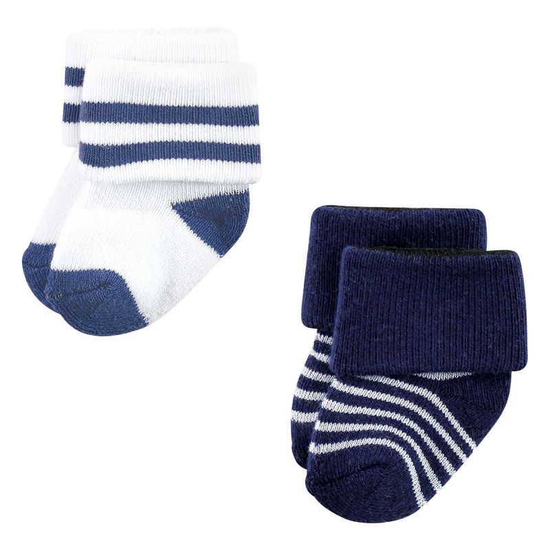 Luvable Friends Baby Boy Newborn and Baby Terry Socks, Red Navy Sneakers 12-Pack, 5 of 10