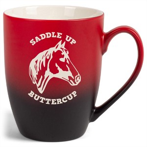 100 North Horse 10 Ounce Red and Black Two Toned Ombre, Comfortably Fits Your Hands, Ceramic Tea Coffee Cup Mug, Saddle Up Buttercup - 1 of 1