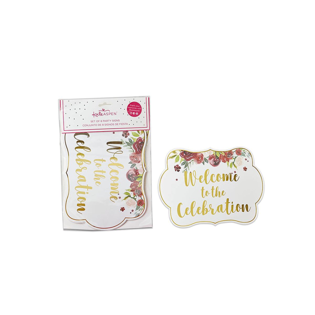Kate Aspen Burgundy Blush Floral Party Decor Sign Kit (Set of 8) | 28513FW