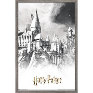 Trends International The Wizarding World: Harry Potter - Illustrated Hogwarts Framed Wall Poster Prints - 1 of 4