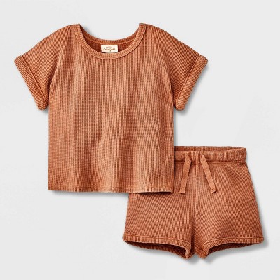 Image of Baby Solid Top & Bottom Set - Cat & Jack™ Brown 6-9M