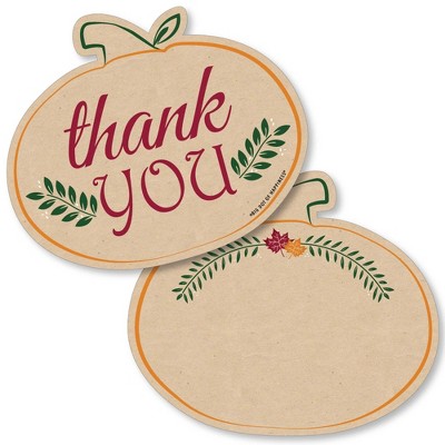 Big Dot of Happiness Friends Thanksgiving Feast - Shaped Thank You Cards - Friendsgiving Party Thank You Note Cards with Envelopes - Set of 12