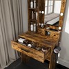 Okak Vanity Desk with Power Outlet and Hairdryer Holder, Makeup Vanity with Mirror and Cushion Stool, Dressing Table for Small Bedrooms - 3 of 4