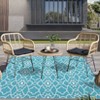 Outdoor Modern Stripe Reversible Woven Plastic Straw Rug for Camping Garden Backyard Decor Waterproof Erasable Portable Large Area Rugs Picnic Mat - 4 of 4