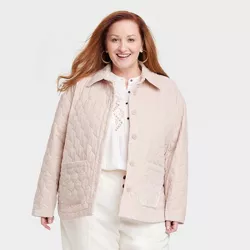 Women's Plus Size Quilted Velour Jacket - Knox Rose™ Ivory 4X
