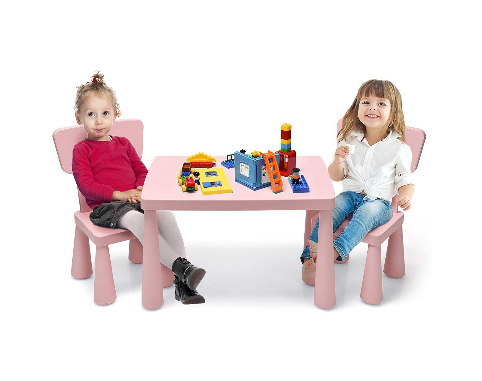 Infans Kids Table & 2 Chairs Set Toddler Activity Play Dining Study Desk Baby Gift Pink