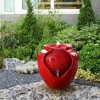 Glazed Pot Polyresin Outdoor Floor Fountain with LED Lights - Red - Teamson Home: Weather-Resistant, Electric Water Feature with Pump - 3 of 4