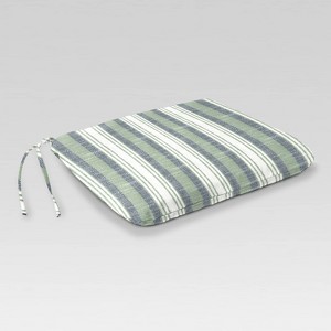 Outdoor Dining Seat Pad Fresco - Jordan Manufacturing: UV & Water-Resistant, Reversible Patio Chair Cushion with Ties - 1 of 3