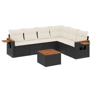 vidaXL Garden Sofa Set Black PE rattan Large Modular Garden Sofa Set - 1 of 4