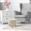 Hand-Knitted Cotton Pouf Ottoman Footstool, 13" Round x 11" High, Compact Boho Accent Footrest for Living Room and Bedroom - 2 of 4