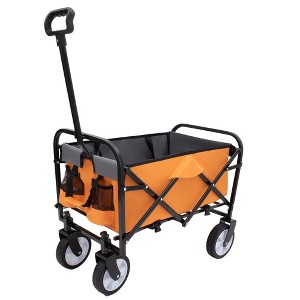 SKRAN Collapsible Foldable Beach Wagon Cart with strapping system,Utility Wagon Grocery Cart for Camping,Shopping,Fishing,Supports 225lbs - 1 of 4