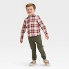 OshKosh B'gosh Toddler Boys' Plaid Woven Long Sleeve Flannel Shirt - Burgundy/Brown/Cream - 3 of 3