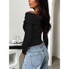 Coolmee Women's Sexy Off The Shoulder Tops Long Sleeve V Neck Slim Fit Shirts Tops Blouses - 3 of 4