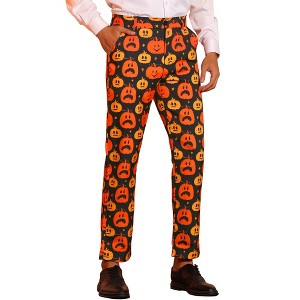 TATT 21 Men's Halloween Funny Printed Pumpkin Halloween Christmas Costume Trousers - 1 of 4