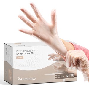FifthPulse Disposable Vinyl Exam Gloves, Clear, Box of 100 - Powder-Free, Latex-Free, 3-Mil Thickness - 1 of 4